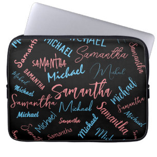 Zwei Namen Paare Muster monogramm blaues Licht pin Laptopschutzhülle