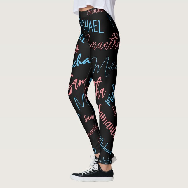 Zwei Namen Paare Muster monogramm blaues Licht pin Leggings (Links)