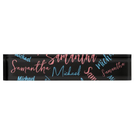 Zwei Namen Paare Muster monogramm blaues Licht pin Namensplakette