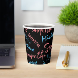 Zwei Namen Paare Muster monogramm blaues Licht pin Pappbecher