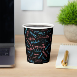 Zwei Namen Paare Muster monogramm blaues Licht pin Pappbecher