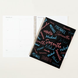 Zwei Namen Paare Muster monogramm blaues Licht pin Planer