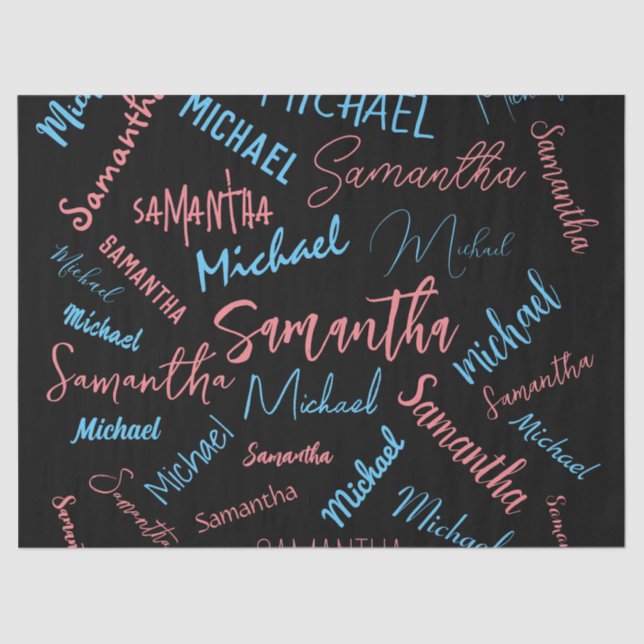 Zwei Namen Paare Muster monogramm blaues Licht pin Seidenpapier (Vorderseite)