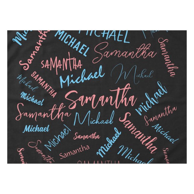 Zwei Namen Paare Muster monogramm blaues Licht pin Tischdecke (Vorderseite (Horizontal))