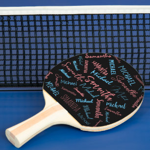 Zwei Namen Paare Muster monogramm blaues Licht pin Tischtennis Schläger