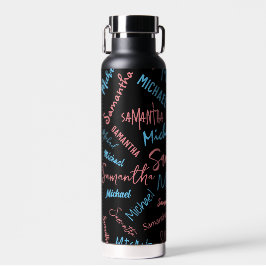 Zwei Namen Paare Muster monogramm blaues Licht pin Trinkflasche