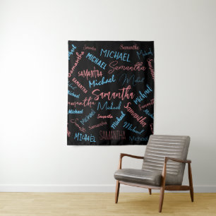Zwei Namen Paare Muster monogramm blaues Licht pin Wandteppich