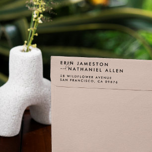 Zwei Namen & Script Schriftart Moderne Rücksendead Gummistempel