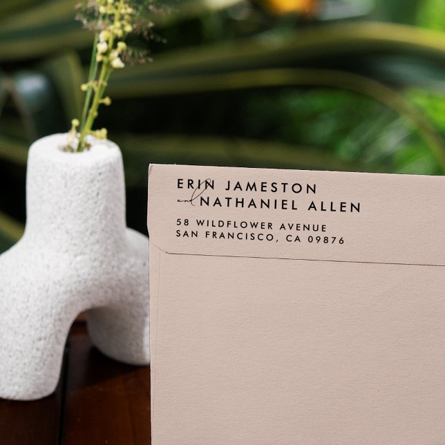 Zwei Namen & Script Schriftart Moderne Rücksendead Gummistempel (Two Names & Script Font Modern Return Address Rubber Stamp)