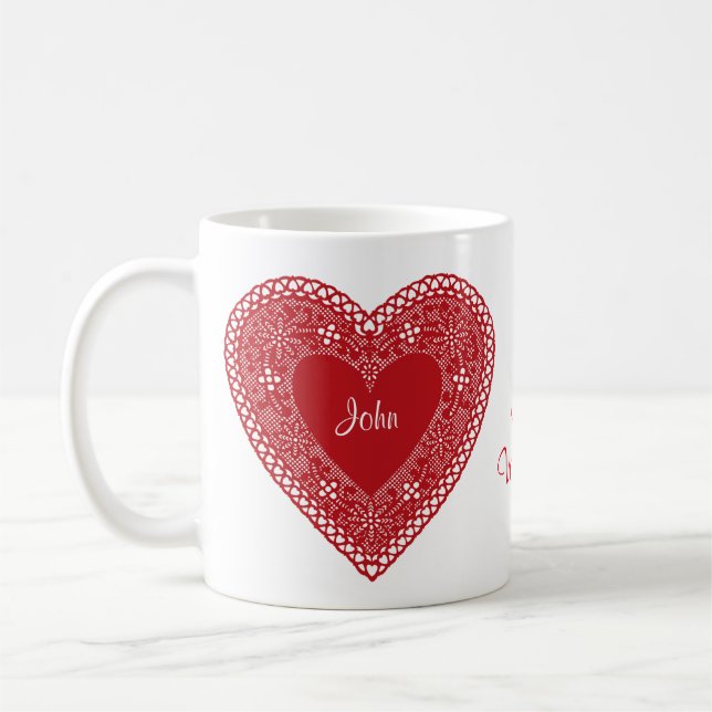 Zwei Namen - zwei Herzen sind mein Valentin Kaffeetasse (Links)