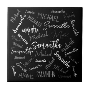 Zwei Namen, zwei Muster monogramm schwarz grau wei Fliese