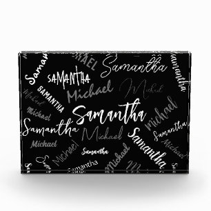 Zwei Namen, zwei Muster monogramm schwarz grau wei Fotoblock
