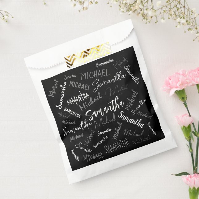 Zwei Namen, zwei Muster monogramm schwarz grau wei Geschenktütchen (Versiegelt)