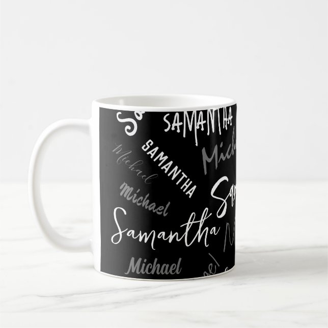 Zwei Namen, zwei Muster monogramm schwarz grau wei Kaffeetasse (Links)