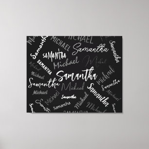 Zwei Namen, zwei Muster monogramm schwarz grau wei Leinwanddruck