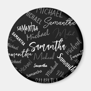 Zwei Namen, zwei Muster monogramm schwarz grau wei Magnet