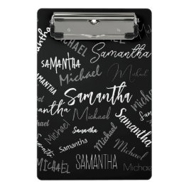 Zwei Namen, zwei Muster monogramm schwarz grau wei Mini Klemmbrett