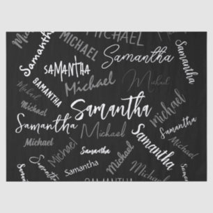 Zwei Namen, zwei Muster monogramm schwarz grau wei Seidenpapier