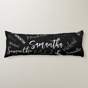 Zwei Namen, zwei Muster monogramm schwarz grau wei Seitenschläferkissen