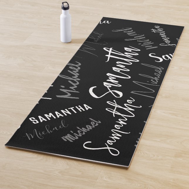 Zwei Namen, zwei Muster monogramm schwarz grau wei Yogamatte (Beispiel)