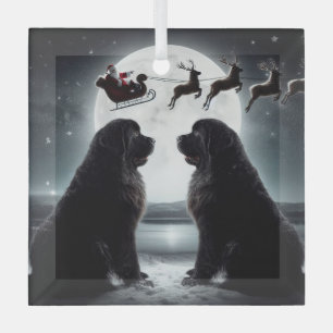 Zwei Neuheiten und der Weihnachtsmann auf dem Weg Ornament Aus Glas