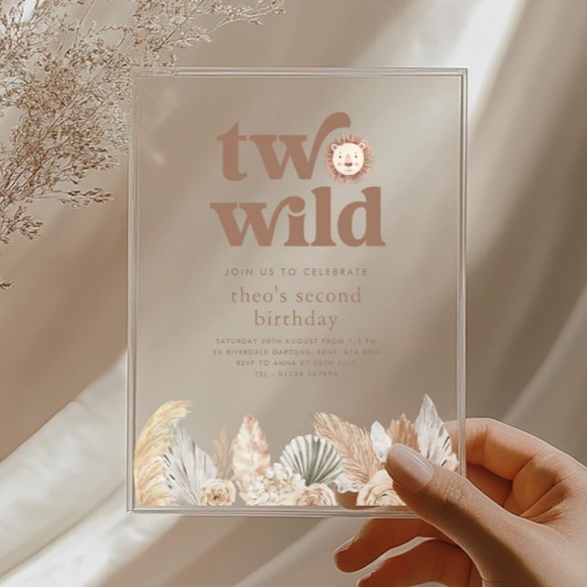 Zwei neutrale Blätter der wilden Retro zum Geburts Acryleinladungen (Zazzle Two Wild Retro Neutral Leaves Birthday Invitation)