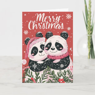 Zwei niedlich Panda frohe Weihnachten Personalisie