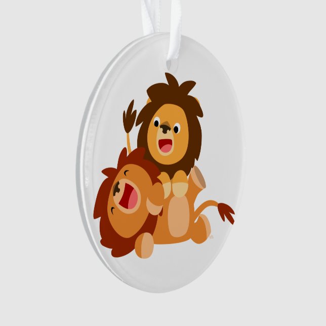Zwei Niedlich spielende Cartoon Lions Akryllische  Ornament (Vorderseite)