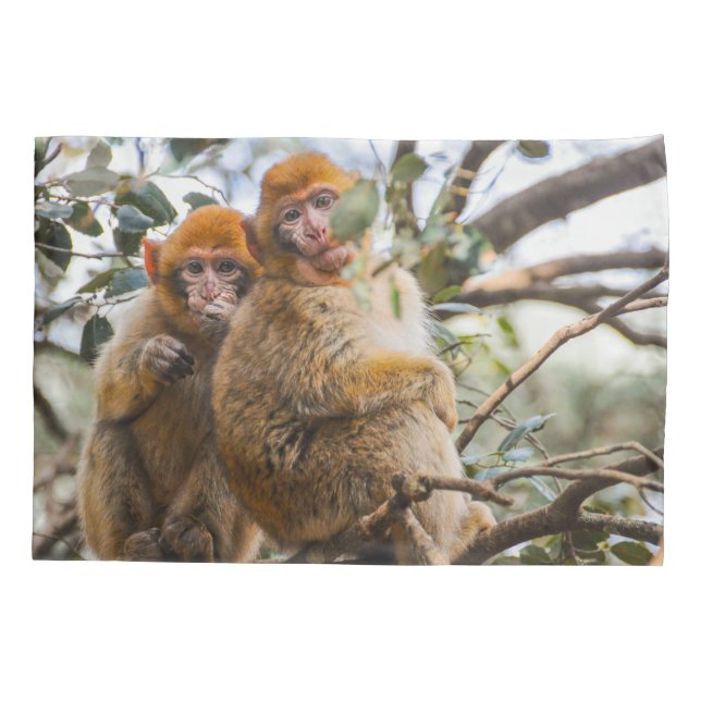 Zwei Niedliche Affen Kissenbezug (Rückseite)