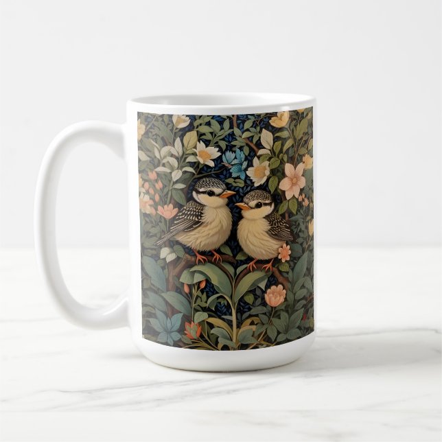 Zwei Niedliche Baby Birds Botanischer Garten Kaffeetasse (Links)