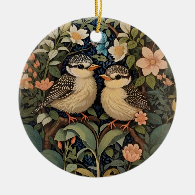 Zwei Niedliche Baby Birds Botanischer Garten Keramik Ornament (Vorne)