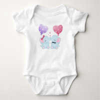ZWEI NIEDLICHE BLAUE BABY ELEPHANTS MIT BALLOONS