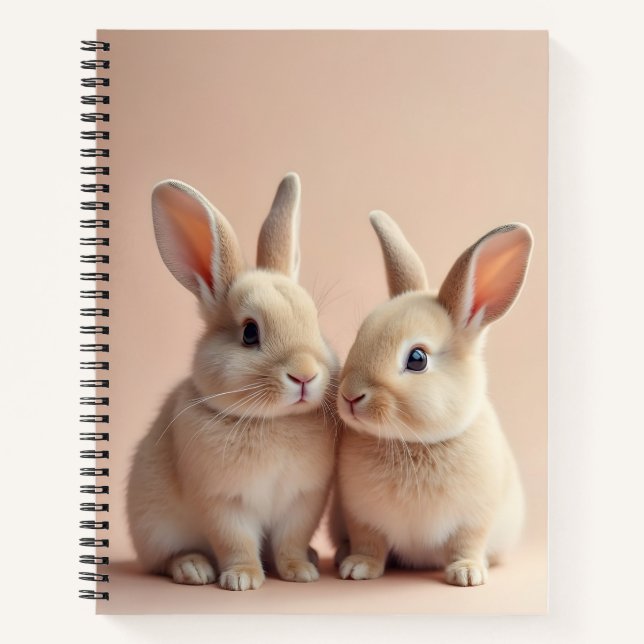 Zwei Niedliche Bunnies Notizbuch (Vorderseite)