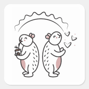 Zwei niedliche Capybaras Quadratischer Aufkleber