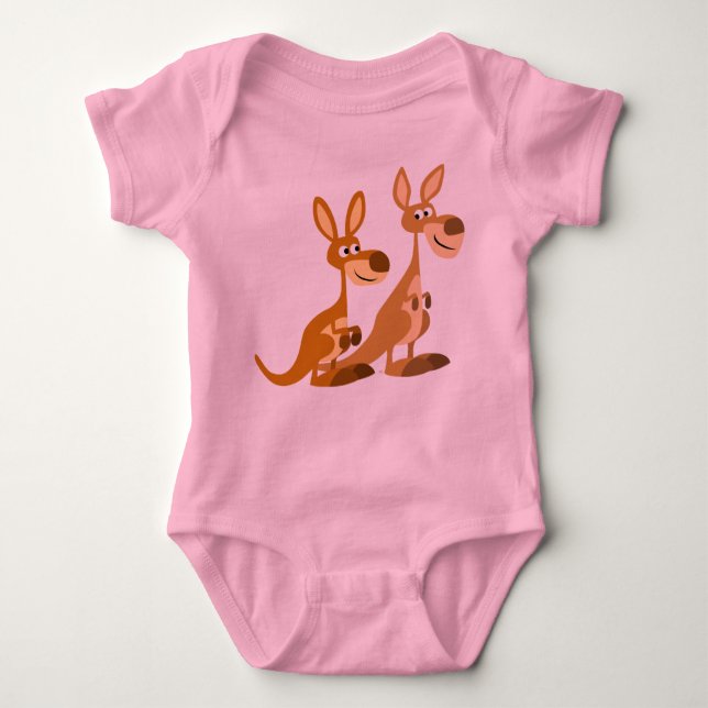Zwei Niedliche Cartoon Kangaroos Baby Baby Strampler (Vorderseite)