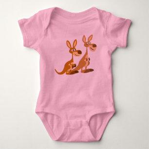 Zwei Niedliche Cartoon Kangaroos Baby Strampler