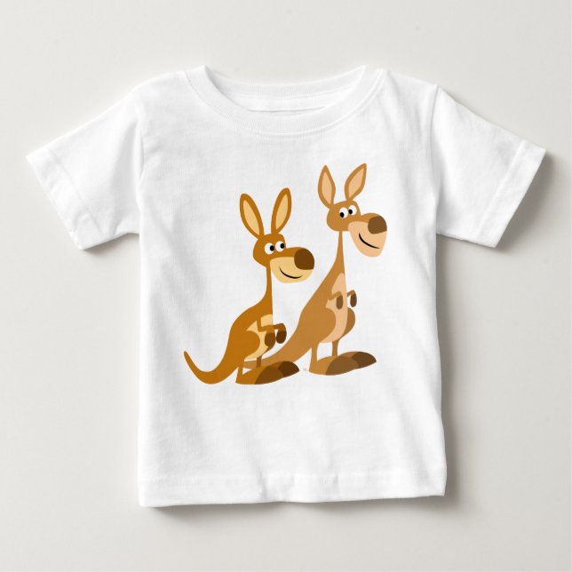 Zwei Niedliche Cartoon Kangaroos Baby T - Shirt (Vorderseite)