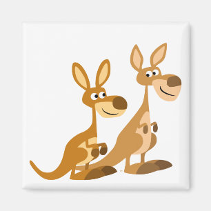 Zwei Niedliche Cartoon Kangaroos Magnet