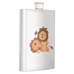 Zwei Niedliche Cartoon Lions Classic Flask Flachmann