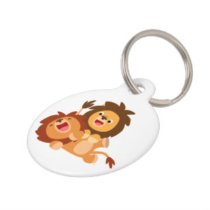 Zwei Niedliche Cartoon Lions Dog Tag Tiermarke