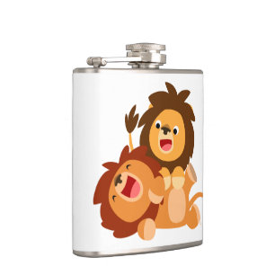 Zwei Niedliche Cartoon Lions Hip Flask Flachmann