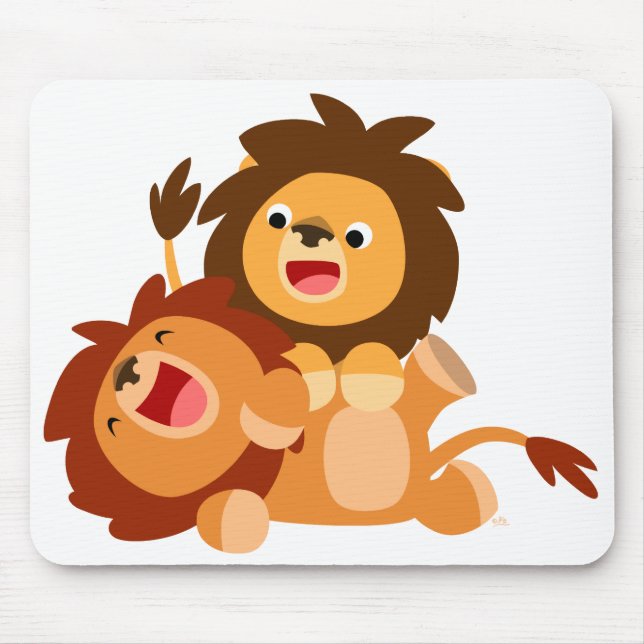 Zwei Niedliche Cartoon Lions Mousepad (Vorne)
