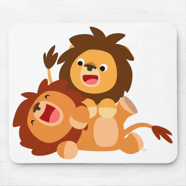 Zwei Niedliche Cartoon Lions Mousepad (Vorne)