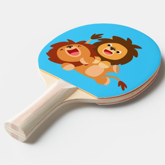 Zwei Niedliche Cartoon Lions Ping Pong Paddle Tischtennis Schläger (Vorderseite)