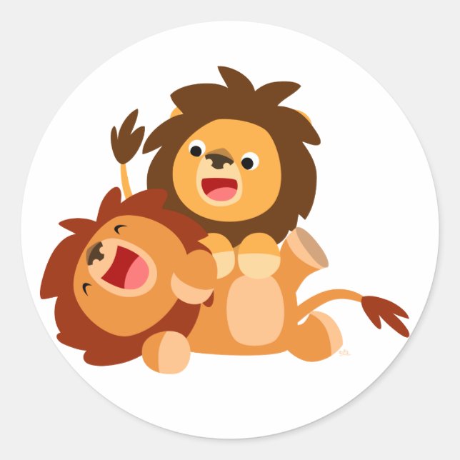 Zwei Niedliche Cartoon Lions Sticker (Vorderseite)