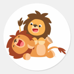 Zwei Niedliche Cartoon Lions Sticker