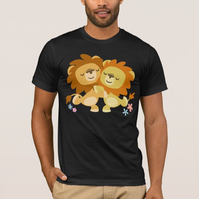 Zwei Niedliche Cartoon Lions Tango T - Shirt (Vorderseite)