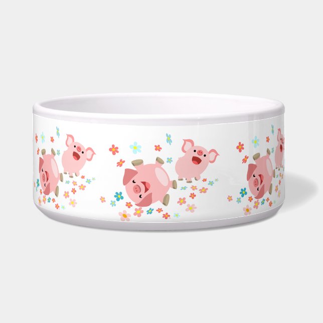 Zwei Niedliche Cartoon Schweine im Frühjahrskuchen Napf (Vorderseite)