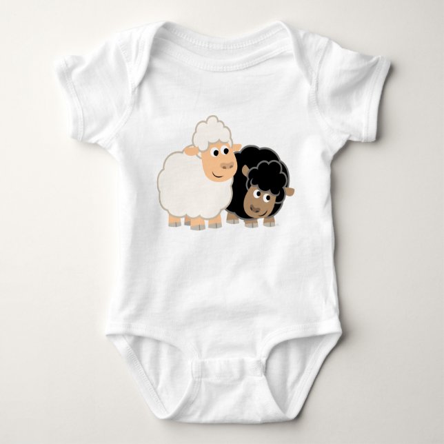 Zwei Niedliche Cartoon Sheep Baby Strampler (Vorderseite)