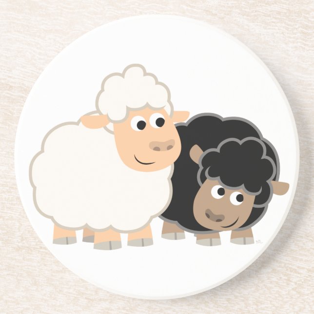 Zwei Niedliche Cartoon Sheep Untersetzer (Vorne)